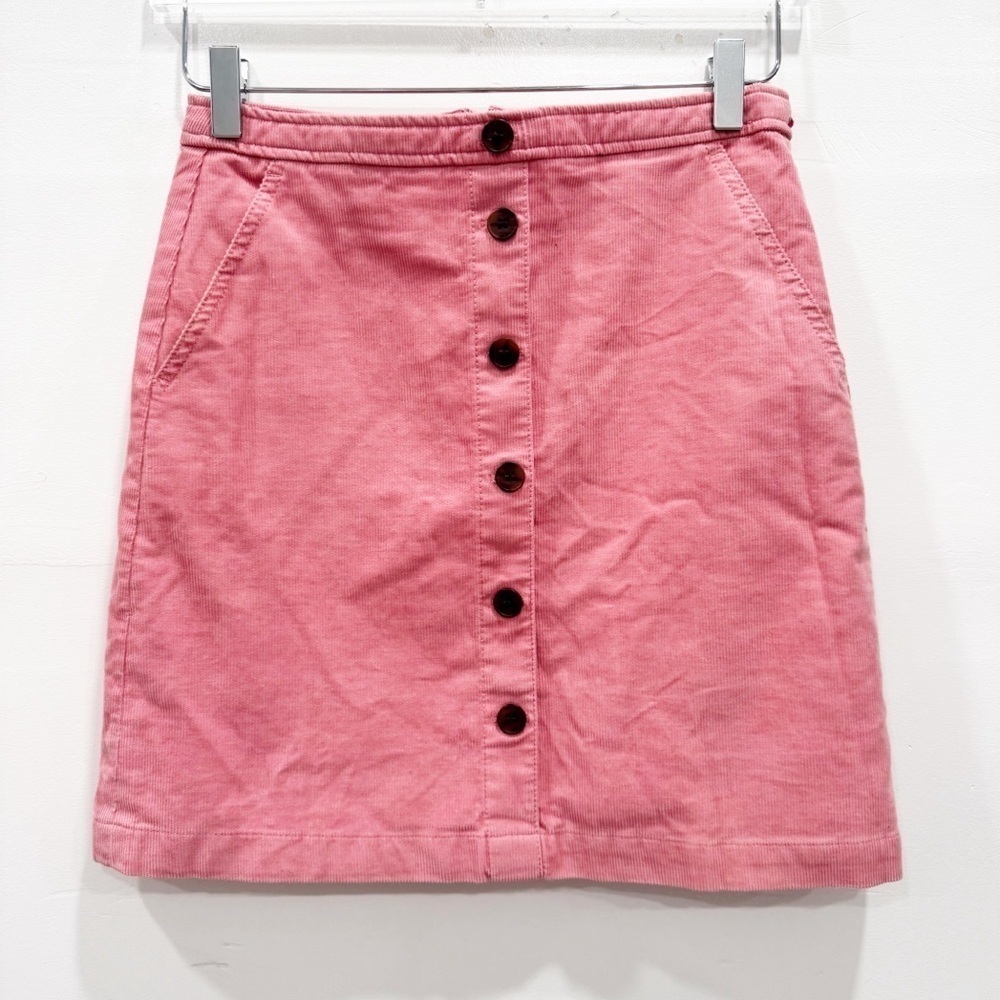 J. Crew Factory Corduroy Button Front Mini Skirt Pink Size 0